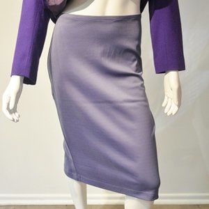 Custom house label-DUSTY GRAPE PONTI SLIM SKIRT